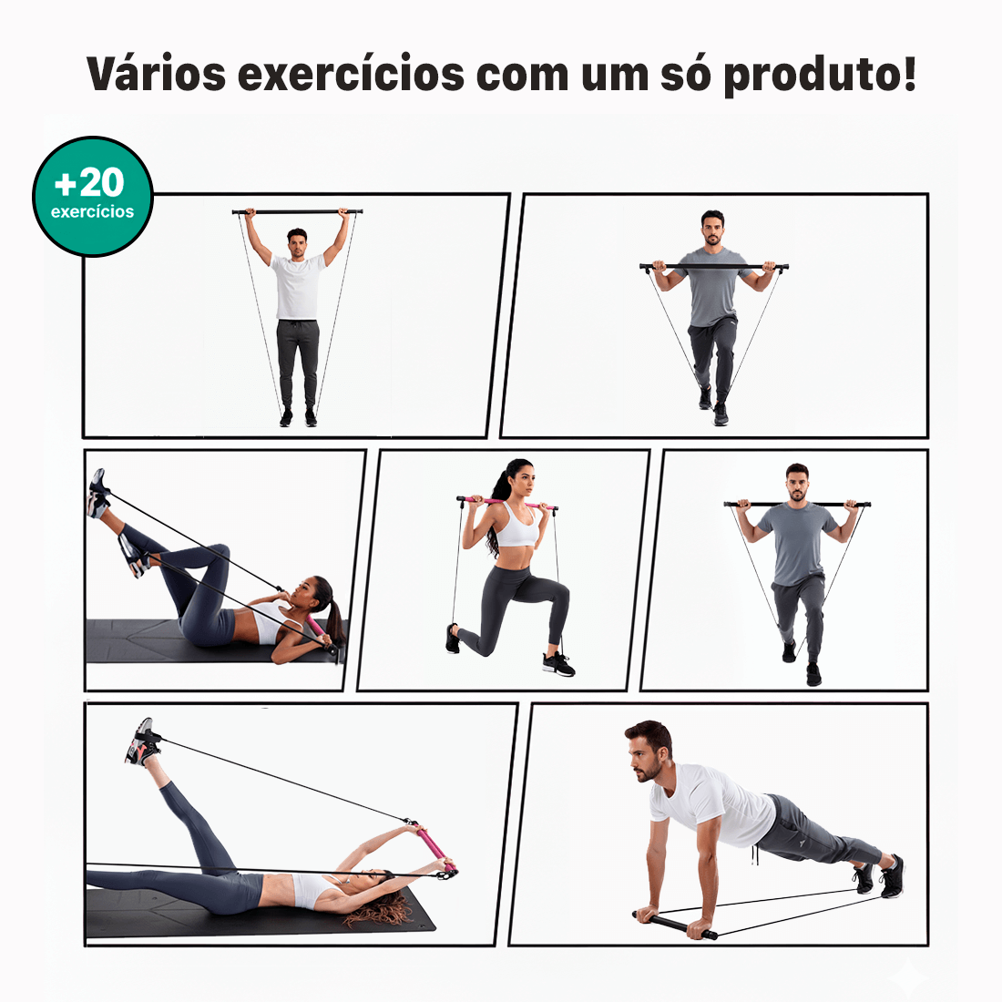 Barra de exercício Nuvy + Bônus Grátis - Treinamento de 20 Exercícios com o Bastão Nuvy