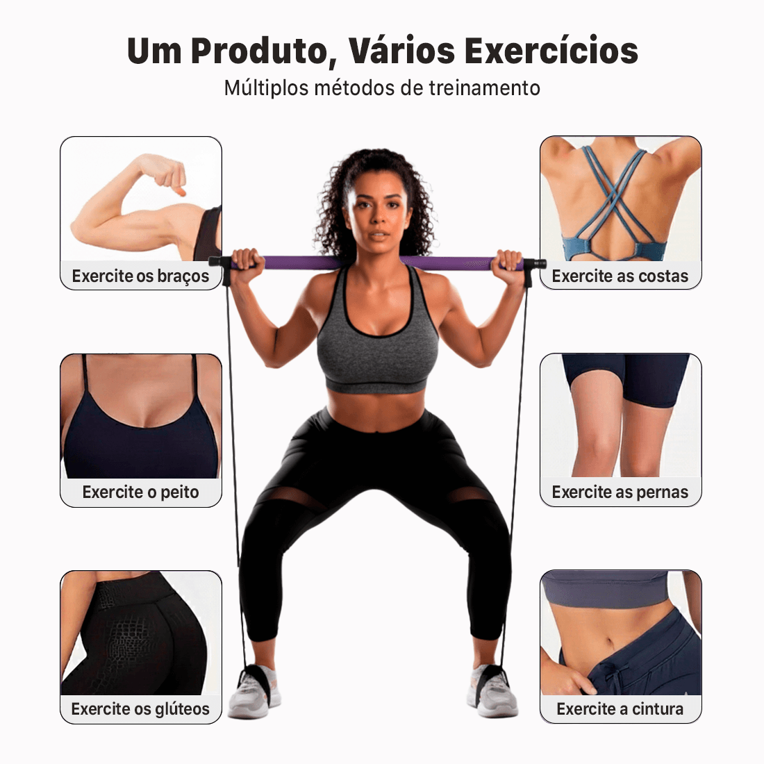 Barra de exercício Nuvy + Bônus Grátis - Treinamento de 20 Exercícios com o Bastão Nuvy