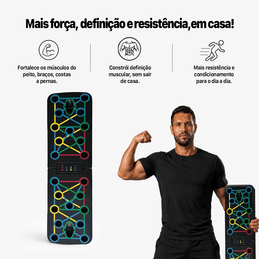 Prancha Nuvy 14 em 1 Aumentadora de força e definição +3 BRINDES (1 Elástico, 1 Vídeo com +13 Exercícios, 1 eBook)