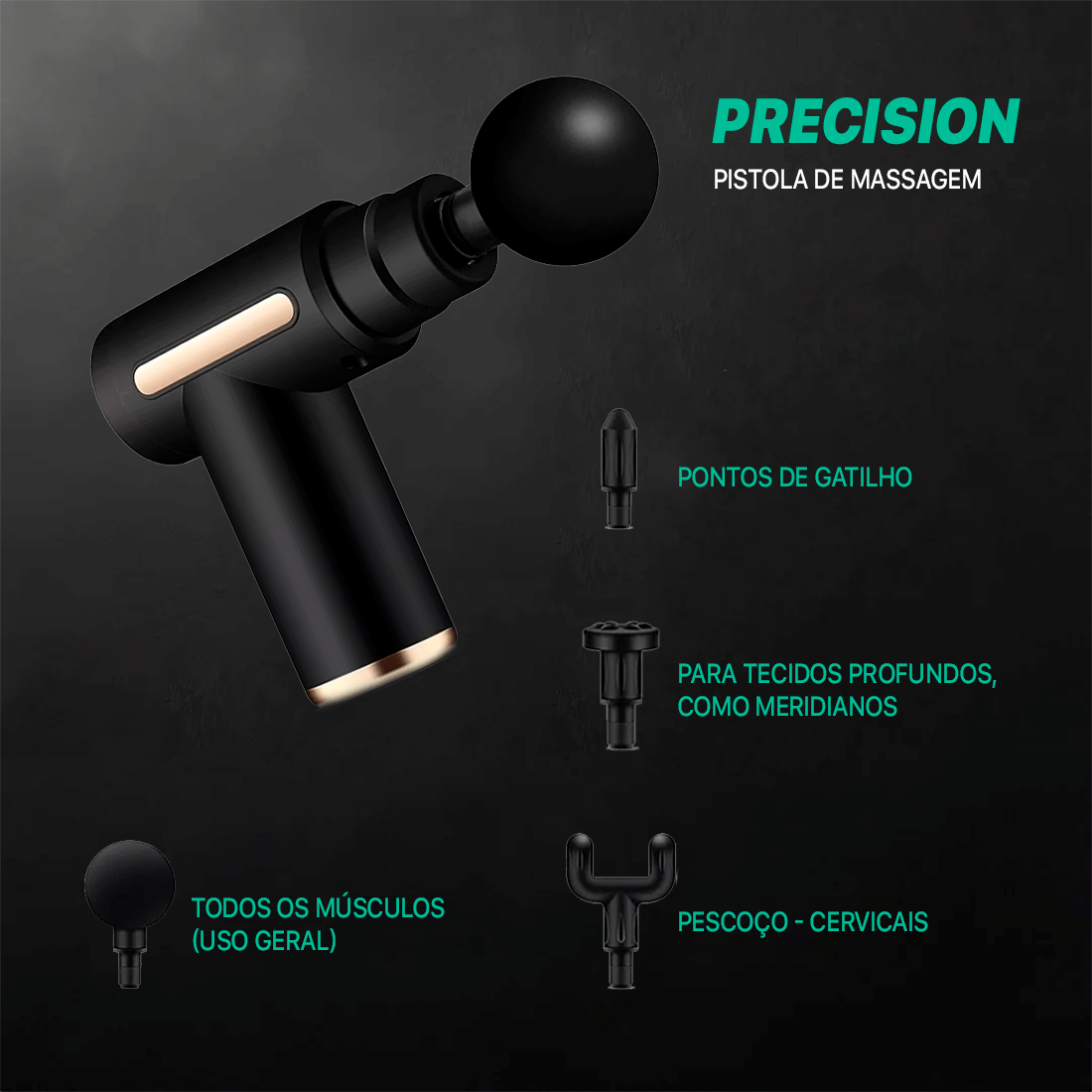 Massageador Muscular Precision + 3 Cabeças de Massagem GRÁTIS