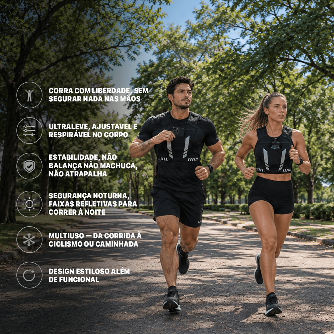 Colete de Corrida Nuvy Vision Ultraleve Refletor Antirroubo