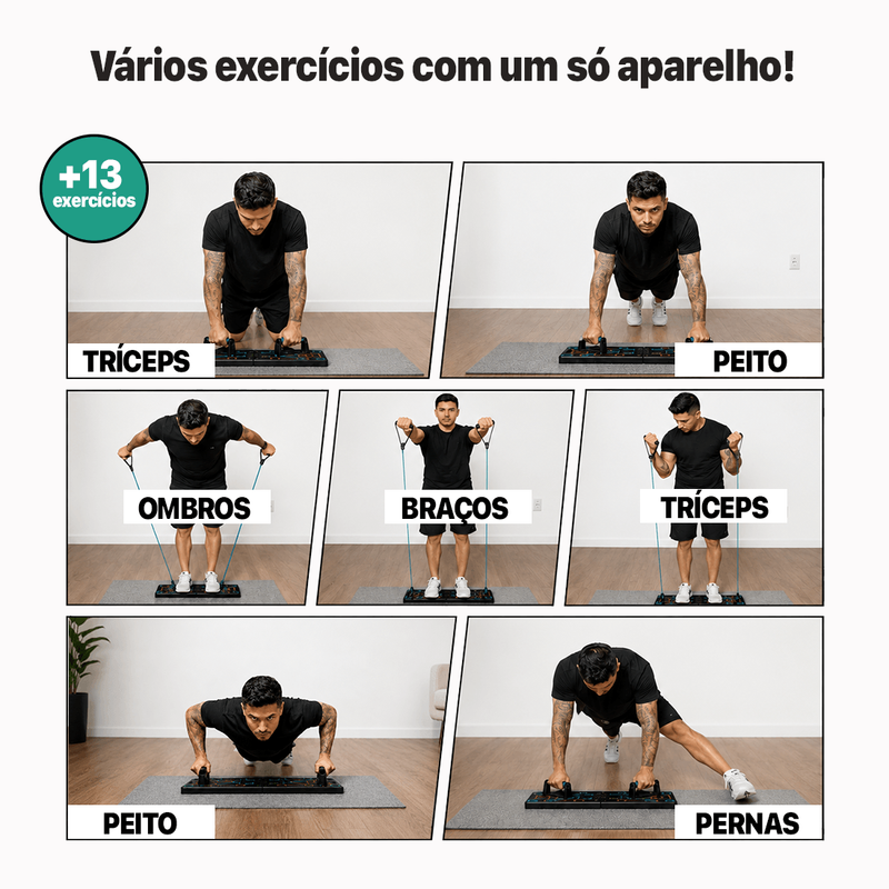 Prancha Nuvy 14 em 1 Aumentadora de força e definição +3 BRINDES (1 Elástico, 1 Vídeo com +13 Exercícios, 1 eBook)