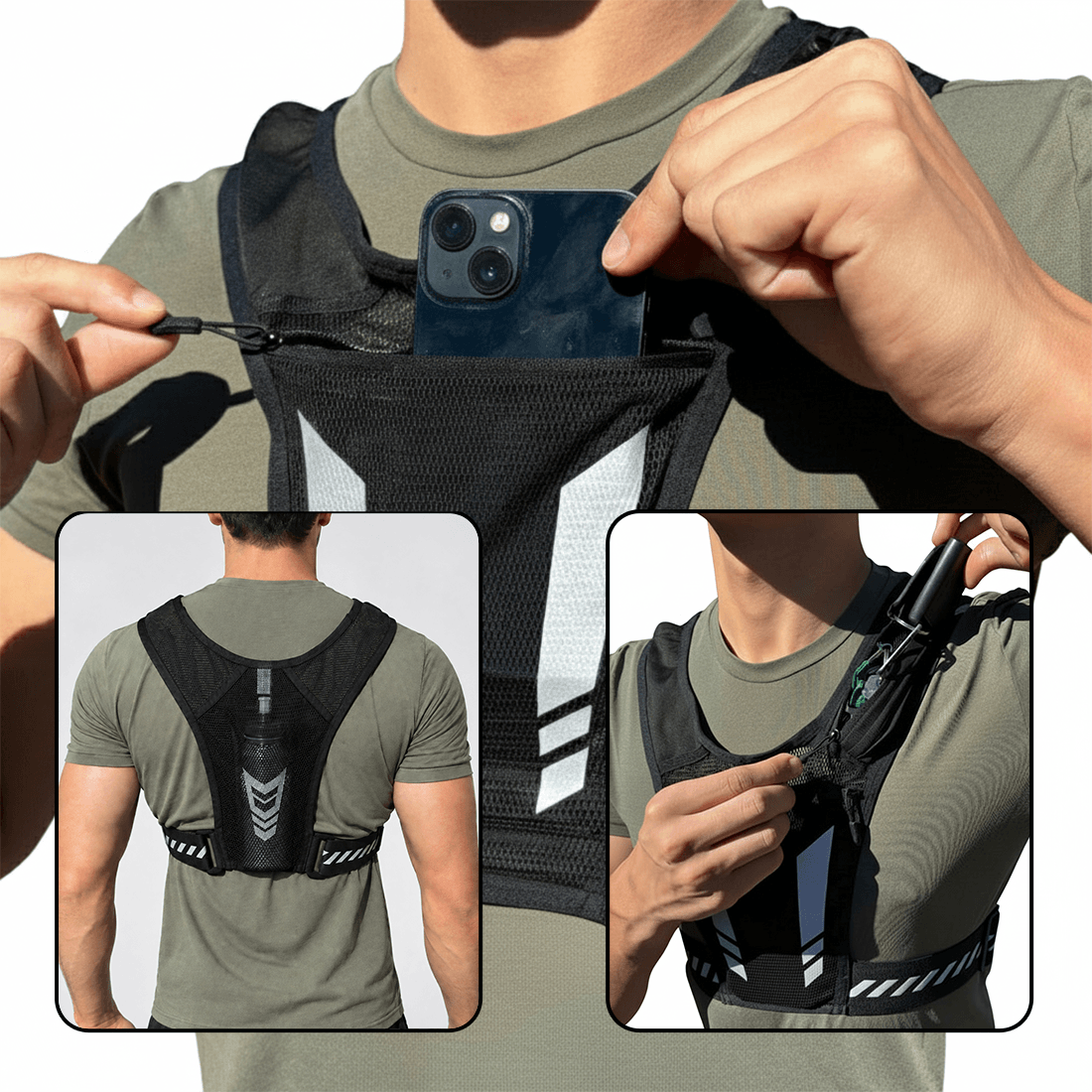 Colete de Corrida Nuvy Vision Ultraleve Refletor Antirroubo