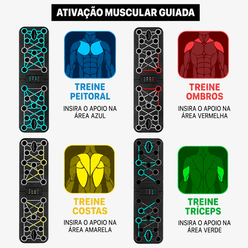 Prancha Nuvy 14 em 1 Aumentadora de força e definição +3 BRINDES (1 Elástico, 1 Vídeo com +13 Exercícios, 1 eBook)