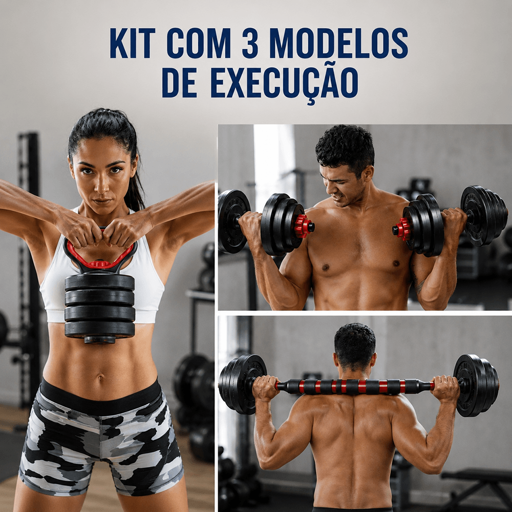Kit Fitness treino em casa 6 em 1 Halteres